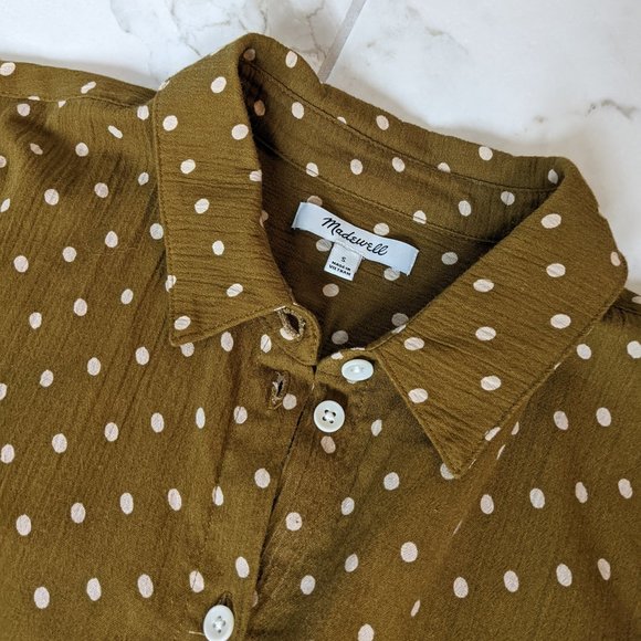NWOT Madewell Daily Dot Print Shirt in Weathered Olive - Picture 2 of 4